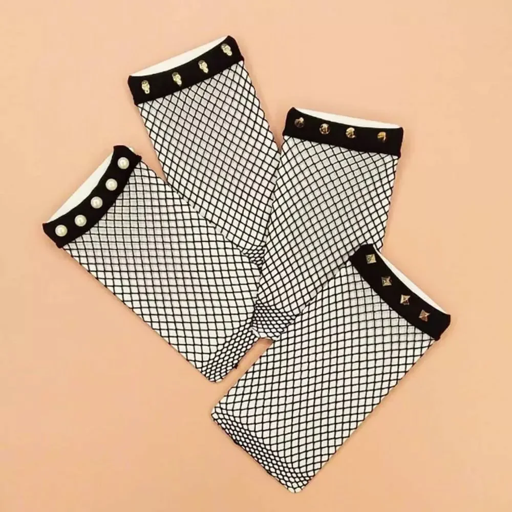 Fishnet Socks with GOLD STUDS OS